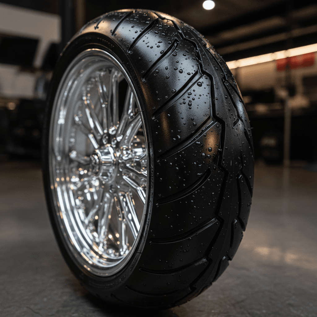 Detail shot of cleaned and dressed wheel